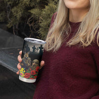 Kangaroo-Kiwi Soldier ANZAC Personalised Tumbler Cup Golden Wattle Poppy Flowers