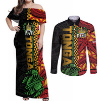 Personalised Tonga Emancipation Day Couples Matching Off Shoulder Maxi Dress and Long Sleeve Button Shirt Puleanga Fakatui O Since 1970