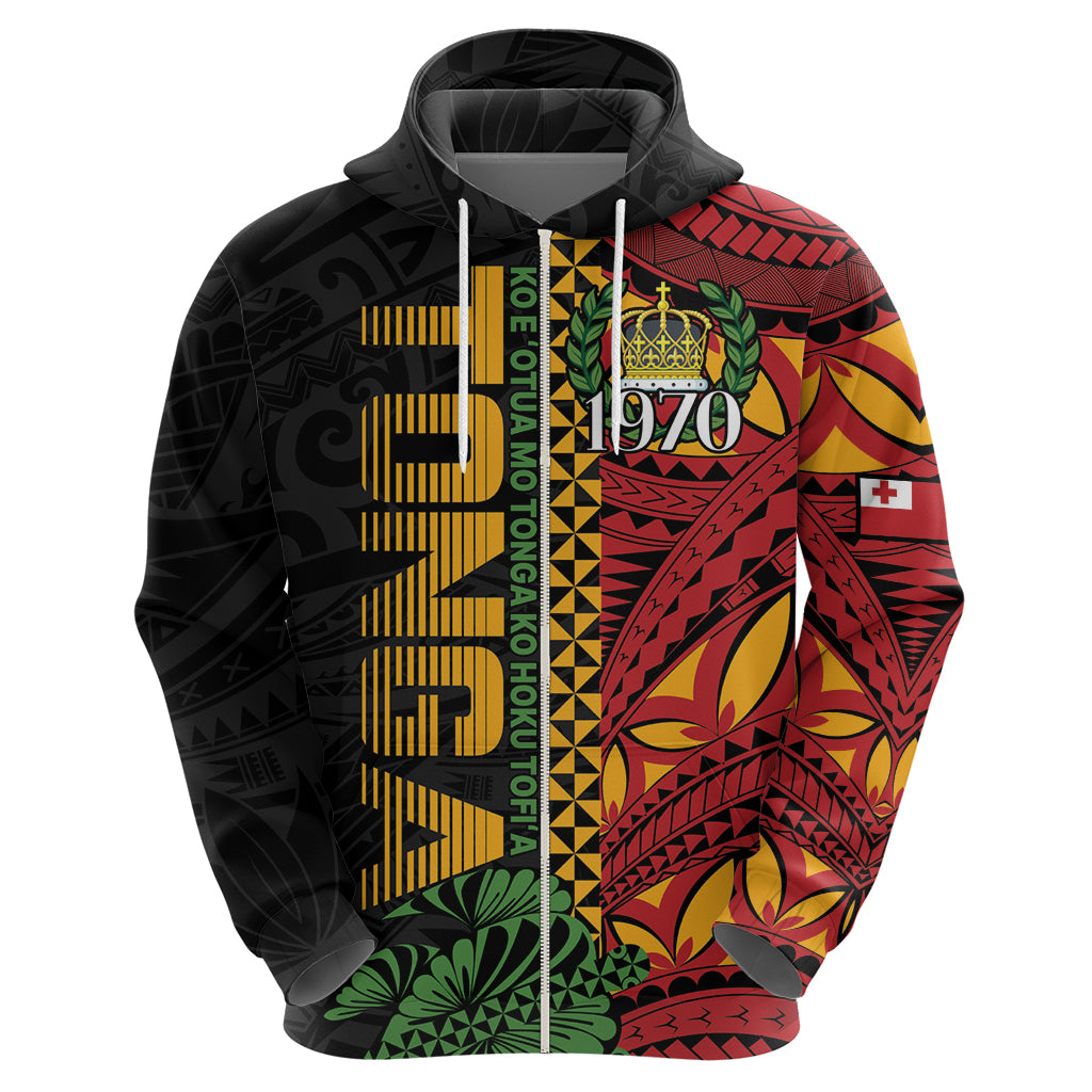 Personalised Tonga Emancipation Day Zip Hoodie Puleanga Fakatui O Since 1970