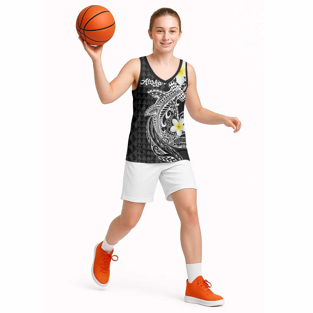 Aloha Hammerhead Shark Basketball Jersey Black Hawaiian Kakau Tribal Tattoo LT9 - Polynesian Pride