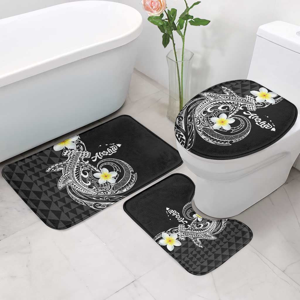 Aloha Hammerhead Shark Bathroom Set Black Hawaiian Kakau Tribal Tattoo - Polynesian Pride