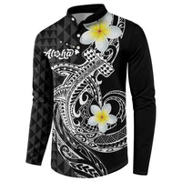 Aloha Hammerhead Shark Button Sweatshirt Black Hawaiian Kakau Tribal Tattoo LT9 - Polynesian Pride
