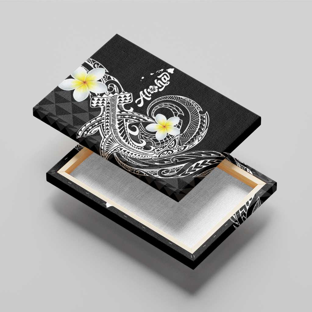 Aloha Hammerhead Shark Canvas Wall Art Black Hawaiian Kakau Tribal Tattoo