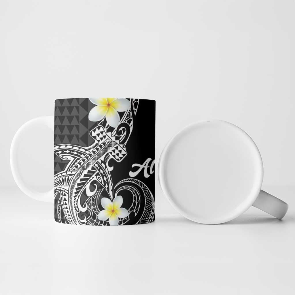 Aloha Hammerhead Shark Ceramic Mug Black Hawaiian Kakau Tribal Tattoo - Polynesian Pride