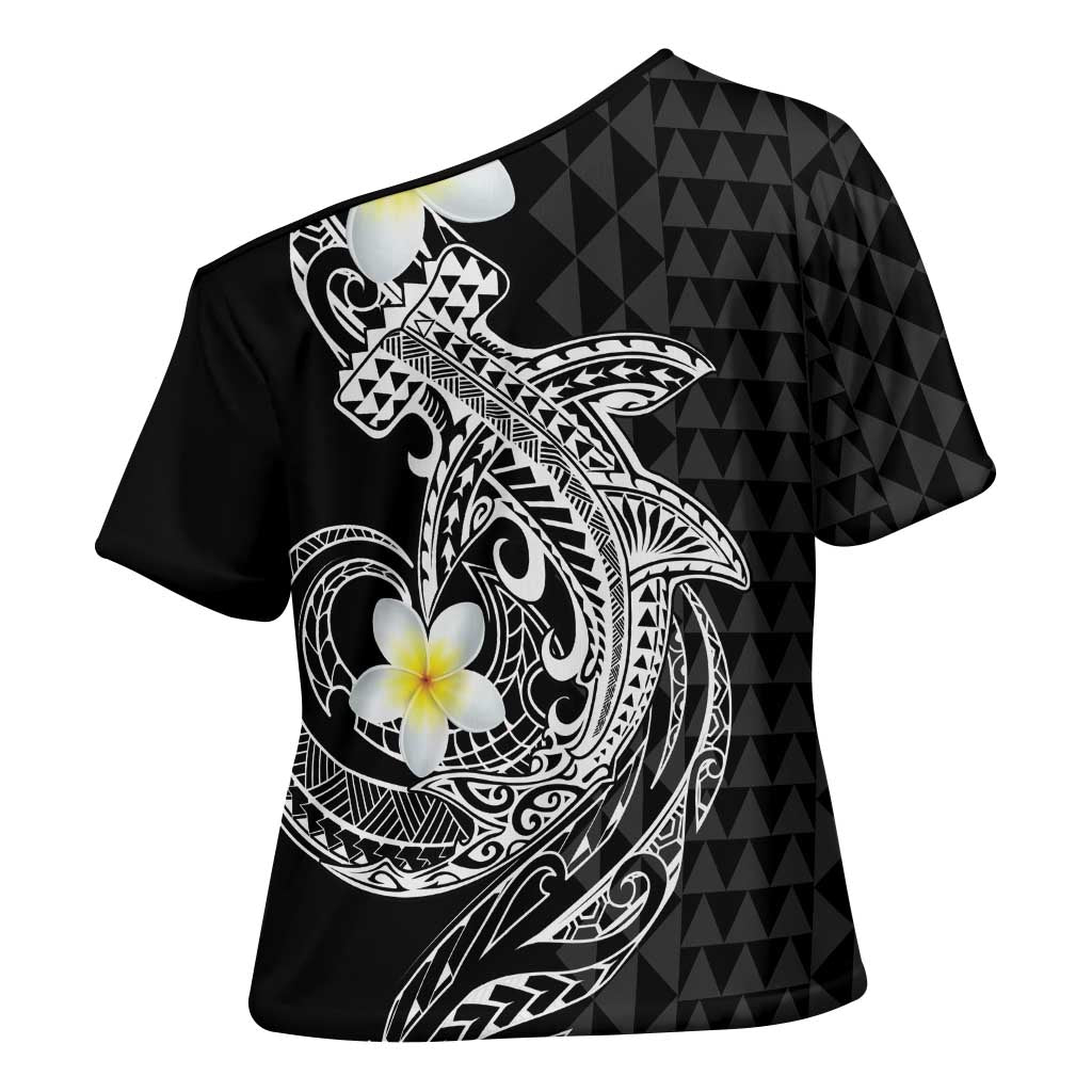 Aloha Hammerhead Shark Cross Shoulder Shirt Black Hawaiian Kakau Tribal Tattoo LT9 - Polynesian Pride