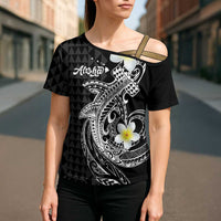 Aloha Hammerhead Shark Cross Shoulder Shirt Black Hawaiian Kakau Tribal Tattoo LT9 - Polynesian Pride