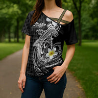 Aloha Hammerhead Shark Cross Shoulder Shirt Black Hawaiian Kakau Tribal Tattoo LT9 - Polynesian Pride