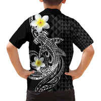 Aloha Hammerhead Shark Family Matching Summer Maxi Dress and Hawaiian Shirt Black Hawaiian Kakau Tribal Tattoo