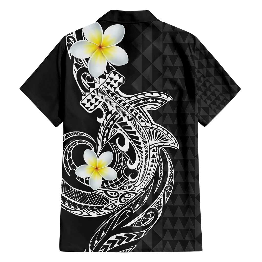 Aloha Hammerhead Shark Family Matching Summer Maxi Dress and Hawaiian Shirt Black Hawaiian Kakau Tribal Tattoo