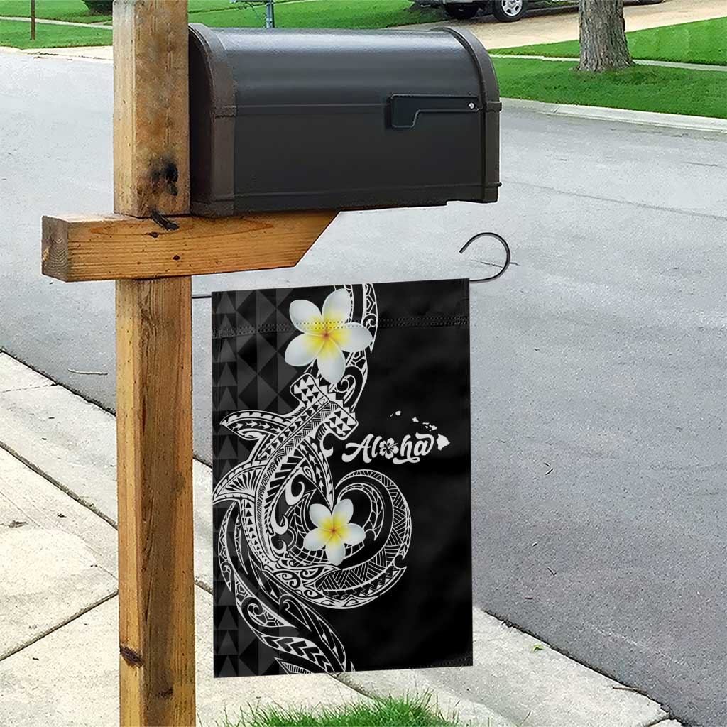 Aloha Hammerhead Shark Garden Flag Black Hawaiian Kakau Tribal Tattoo