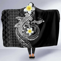 Aloha Hammerhead Shark Hooded Blanket Black Hawaiian Kakau Tribal Tattoo LT9 One Size Black - Polynesian Pride