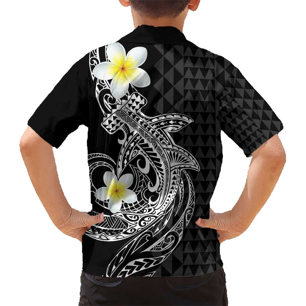 Aloha Hammerhead Shark Kid Hawaiian Shirt Black Hawaiian Kakau Tribal Tattoo LT9 - Polynesian Pride