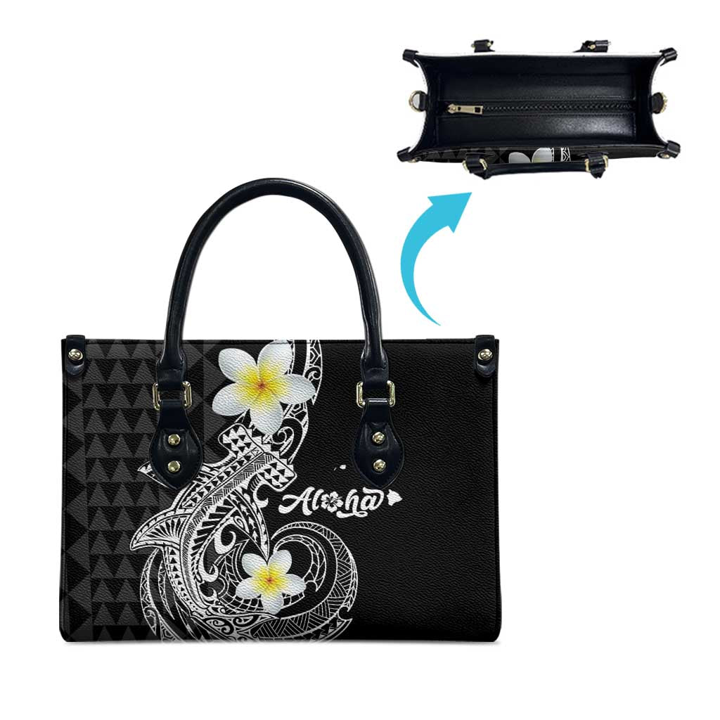 Aloha Hammerhead Shark Leather Bag Black Hawaiian Kakau Tribal Tattoo - Polynesian Pride