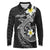 Aloha Hammerhead Shark Long Sleeve Polo Shirt Black Hawaiian Kakau Tribal Tattoo