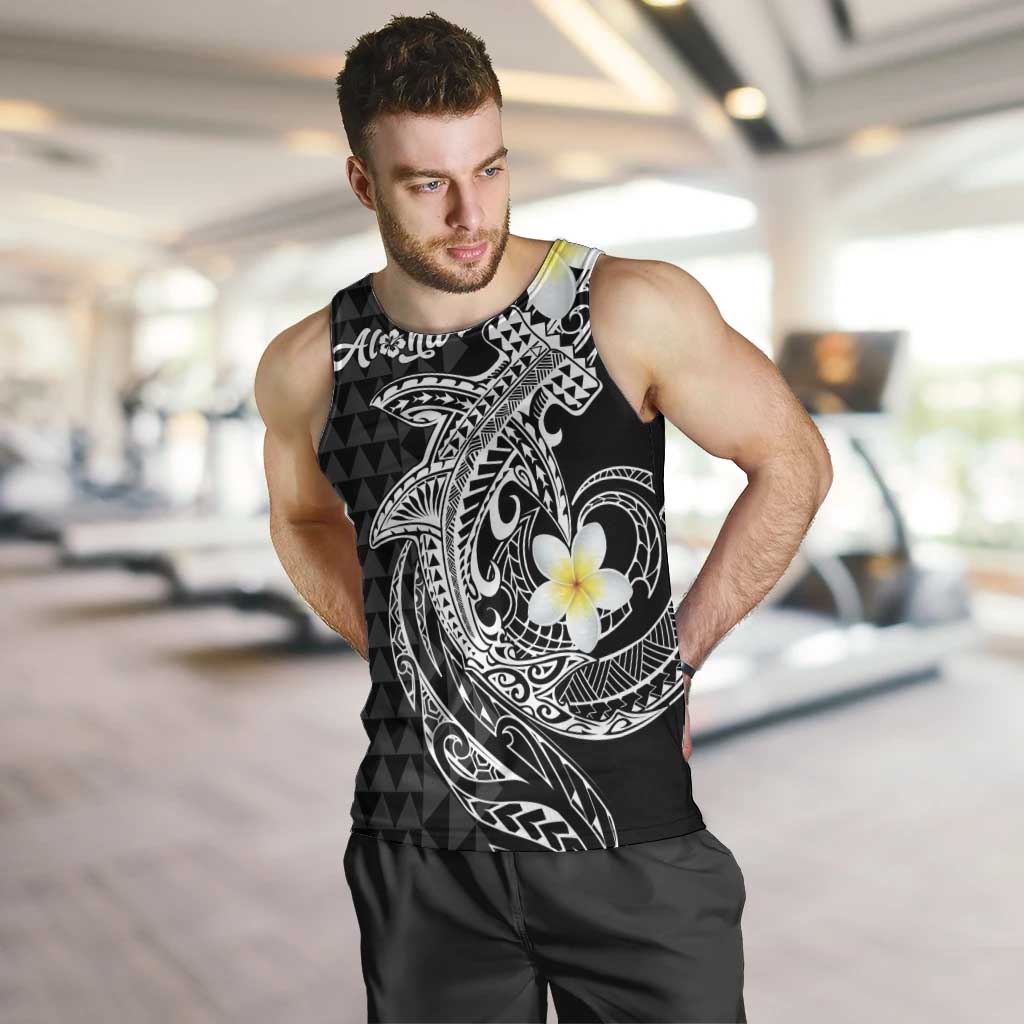 Aloha Hammerhead Shark Men Tank Top Black Hawaiian Kakau Tribal Tattoo