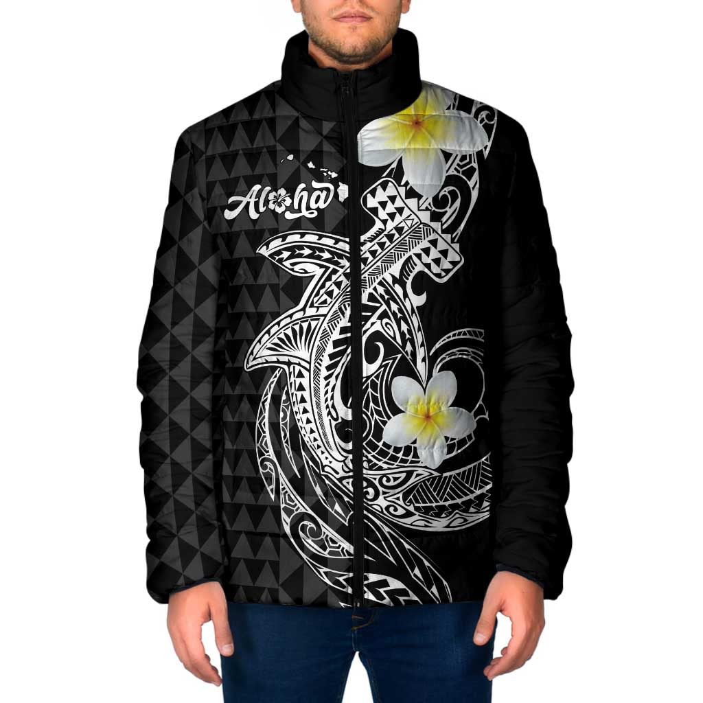 Aloha Hammerhead Shark Padded Jacket Black Hawaiian Kakau Tribal Tattoo LT9 Men Black - Polynesian Pride