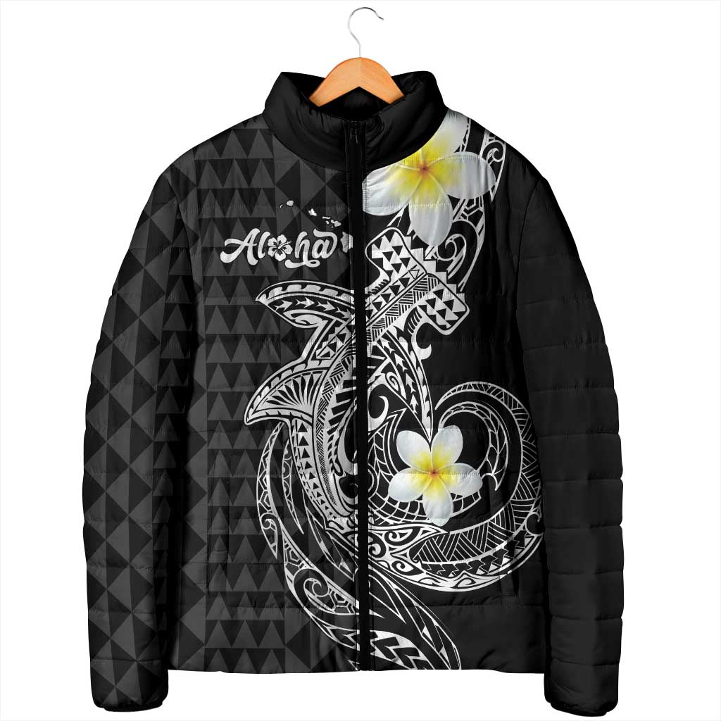 Aloha Hammerhead Shark Padded Jacket Black Hawaiian Kakau Tribal Tattoo LT9 - Polynesian Pride