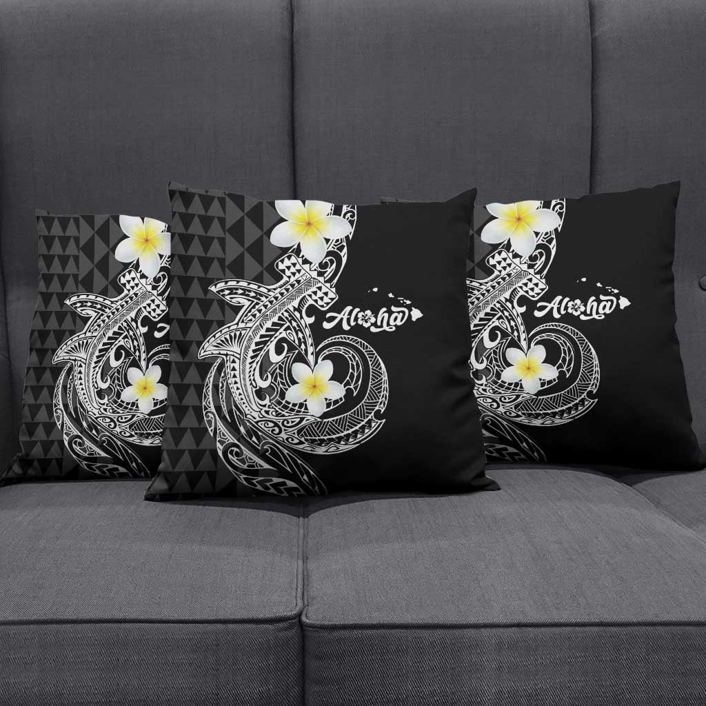 Aloha Hammerhead Shark Pillow Cover Black Hawaiian Kakau Tribal Tattoo - Polynesian Pride