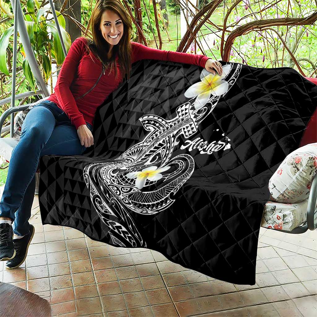 Aloha Hammerhead Shark Quilt Black Hawaiian Kakau Tribal Tattoo