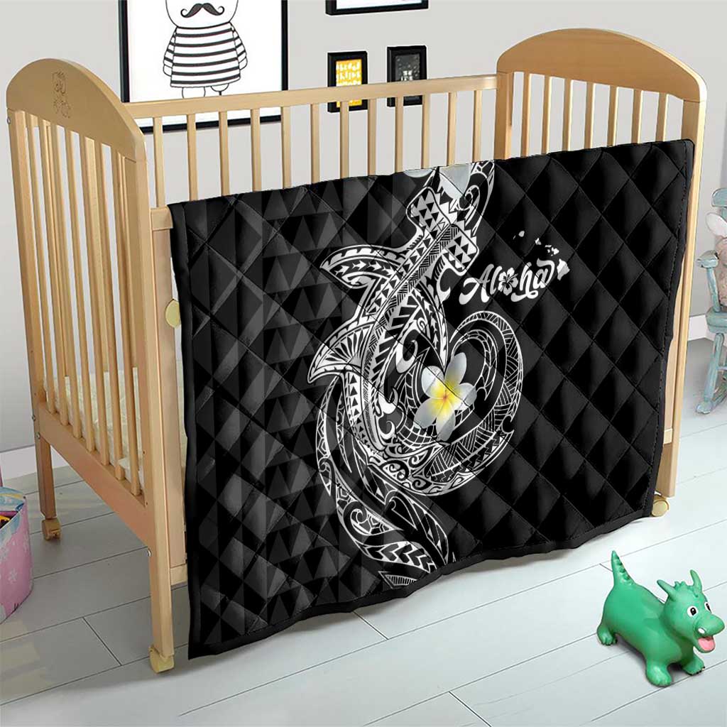 Aloha Hammerhead Shark Quilt Black Hawaiian Kakau Tribal Tattoo