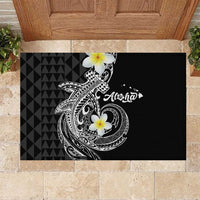Aloha Hammerhead Shark Rubber Doormat Black Hawaiian Kakau Tribal Tattoo LT9 Black - Polynesian Pride