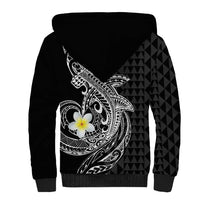 Aloha Hammerhead Shark Sherpa Hoodie Black Hawaiian Kakau Tribal Tattoo