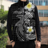 Aloha Hammerhead Shark Sleeveless Puffer Jacket Black Hawaiian Kakau Tribal Tattoo LT9 - Polynesian Pride
