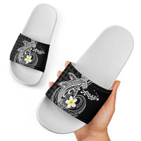Aloha Hammerhead Shark Slide Sandals Black Hawaiian Kakau Tribal Tattoo - Polynesian Pride