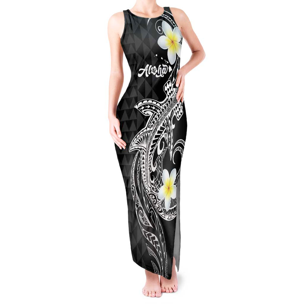Aloha Hammerhead Shark Tank Maxi Dress Black Hawaiian Kakau Tribal Tattoo LT9 Women Black - Polynesian Pride