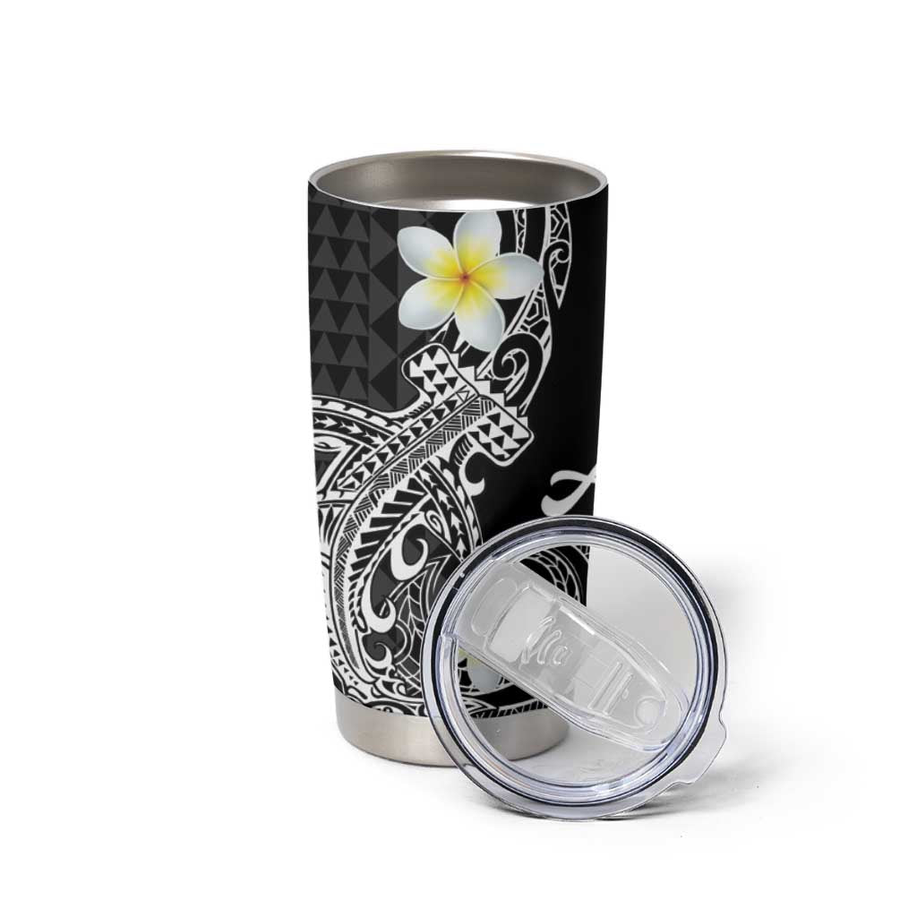 Aloha Hammerhead Shark Tumbler Cup Black Hawaiian Kakau Tribal Tattoo