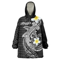 Aloha Hammerhead Shark Wearable Blanket Hoodie Black Hawaiian Kakau Tribal Tattoo LT9 One Size Black - Polynesian Pride