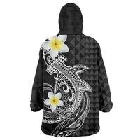 Aloha Hammerhead Shark Wearable Blanket Hoodie Black Hawaiian Kakau Tribal Tattoo LT9 - Polynesian Pride