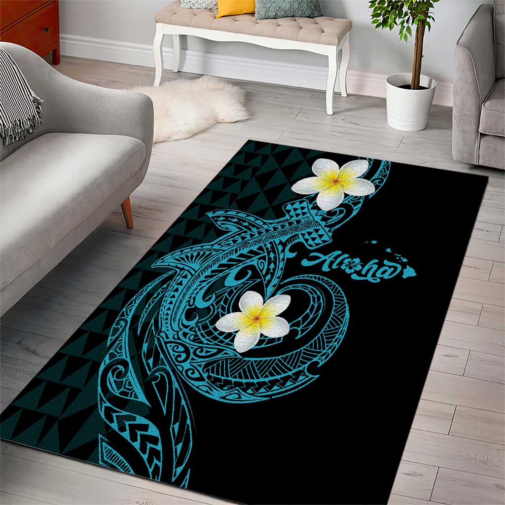 Aloha Hammerhead Shark Area Rug Calypso Hawaiian Kakau Tribal Tattoo