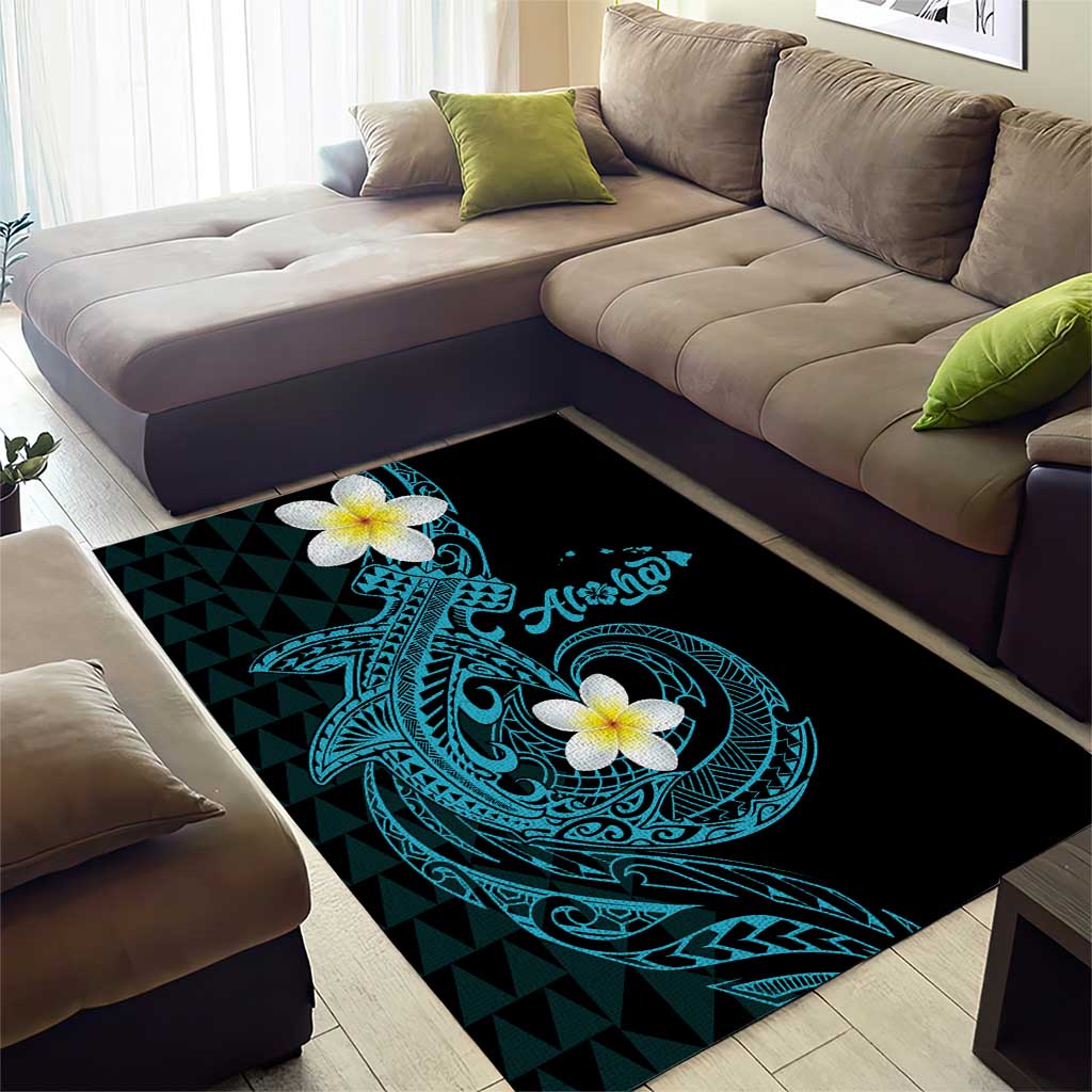 Aloha Hammerhead Shark Area Rug Calypso Hawaiian Kakau Tribal Tattoo