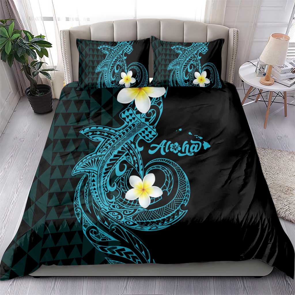 Aloha Hammerhead Shark Bedding Set Calypso Hawaiian Kakau Tribal Tattoo
