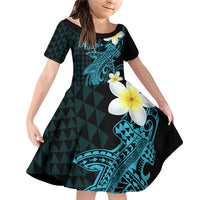 Aloha Hammerhead Shark Family Matching Off Shoulder Short Dress and Hawaiian Shirt Calypso Hawaiian Kakau Tribal Tattoo