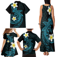 Aloha Hammerhead Shark Family Matching Tank Maxi Dress and Hawaiian Shirt Calypso Hawaiian Kakau Tribal Tattoo