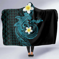Aloha Hammerhead Shark Hooded Blanket Calypso Hawaiian Kakau Tribal Tattoo LT9 One Size Blue - Polynesian Pride
