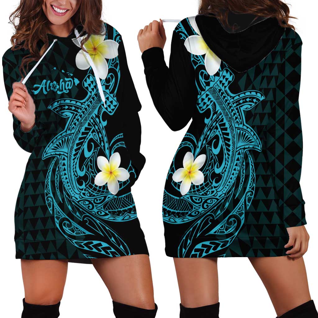 Aloha Hammerhead Shark Hoodie Dress Calypso Hawaiian Kakau Tribal Tattoo