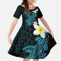Aloha Hammerhead Shark Kid Short Sleeve Dress Calypso Hawaiian Kakau Tribal Tattoo