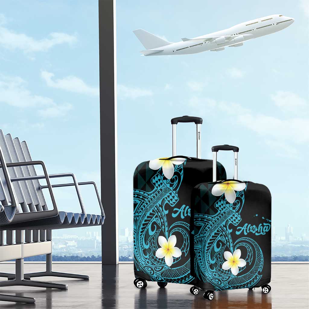 Aloha Hammerhead Shark Luggage Cover Calypso Hawaiian Kakau Tribal Tattoo