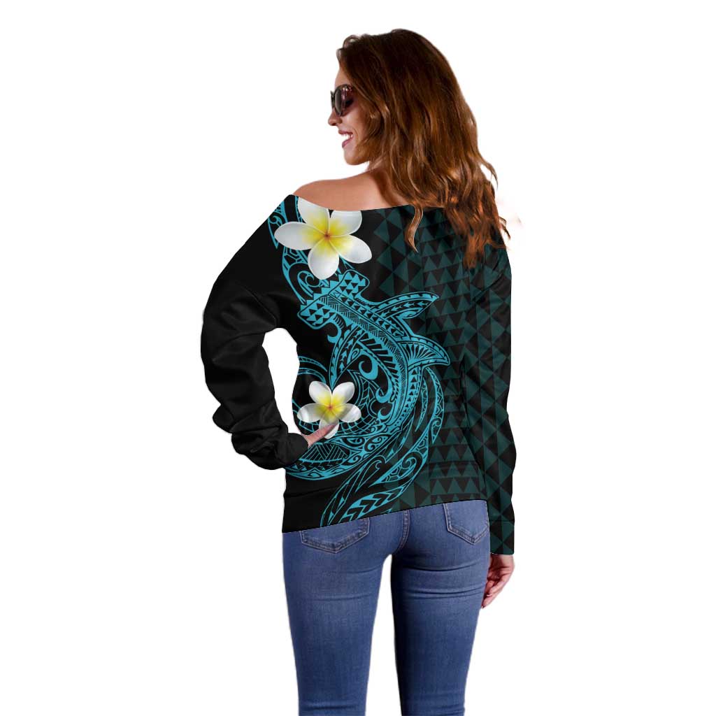 Aloha Hammerhead Shark Off Shoulder Sweater Calypso Hawaiian Kakau Tribal Tattoo
