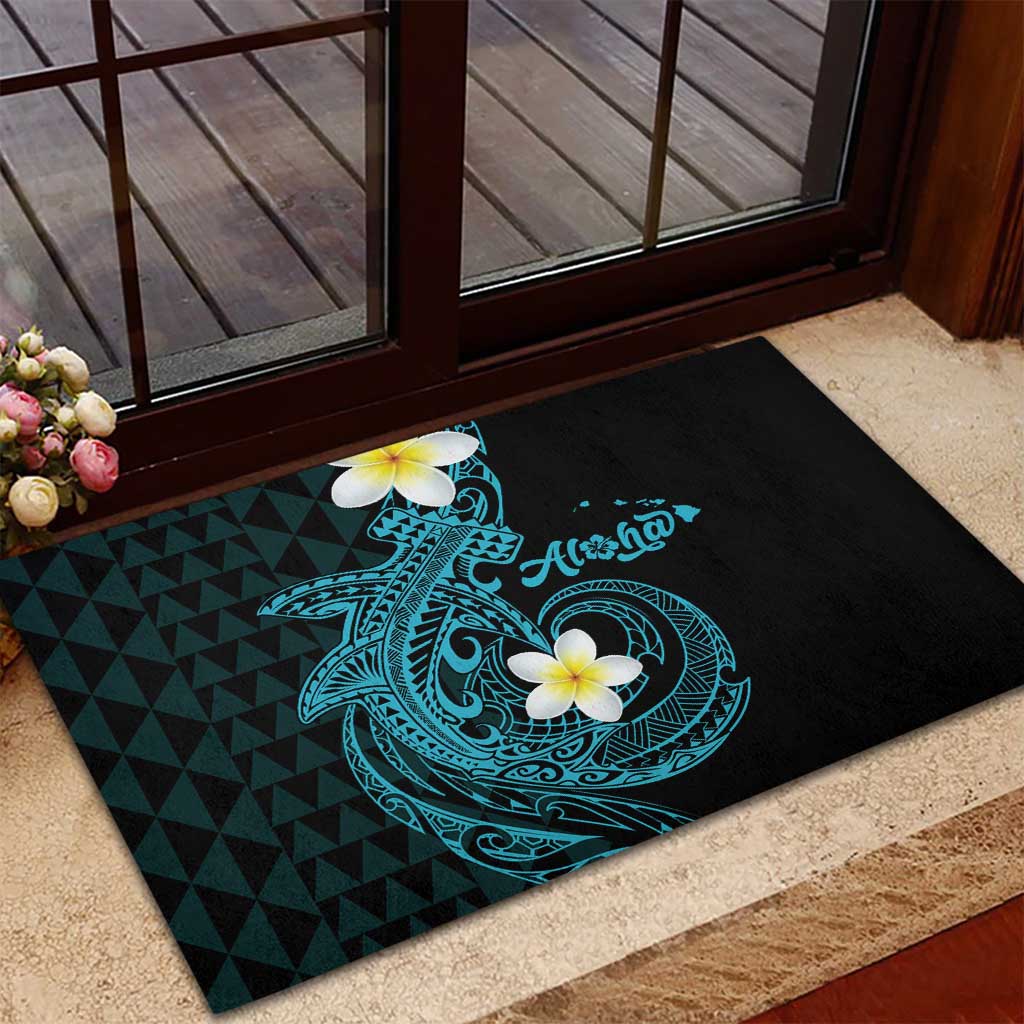 Aloha Hammerhead Shark Rubber Doormat Calypso Hawaiian Kakau Tribal Tattoo LT9 - Polynesian Pride