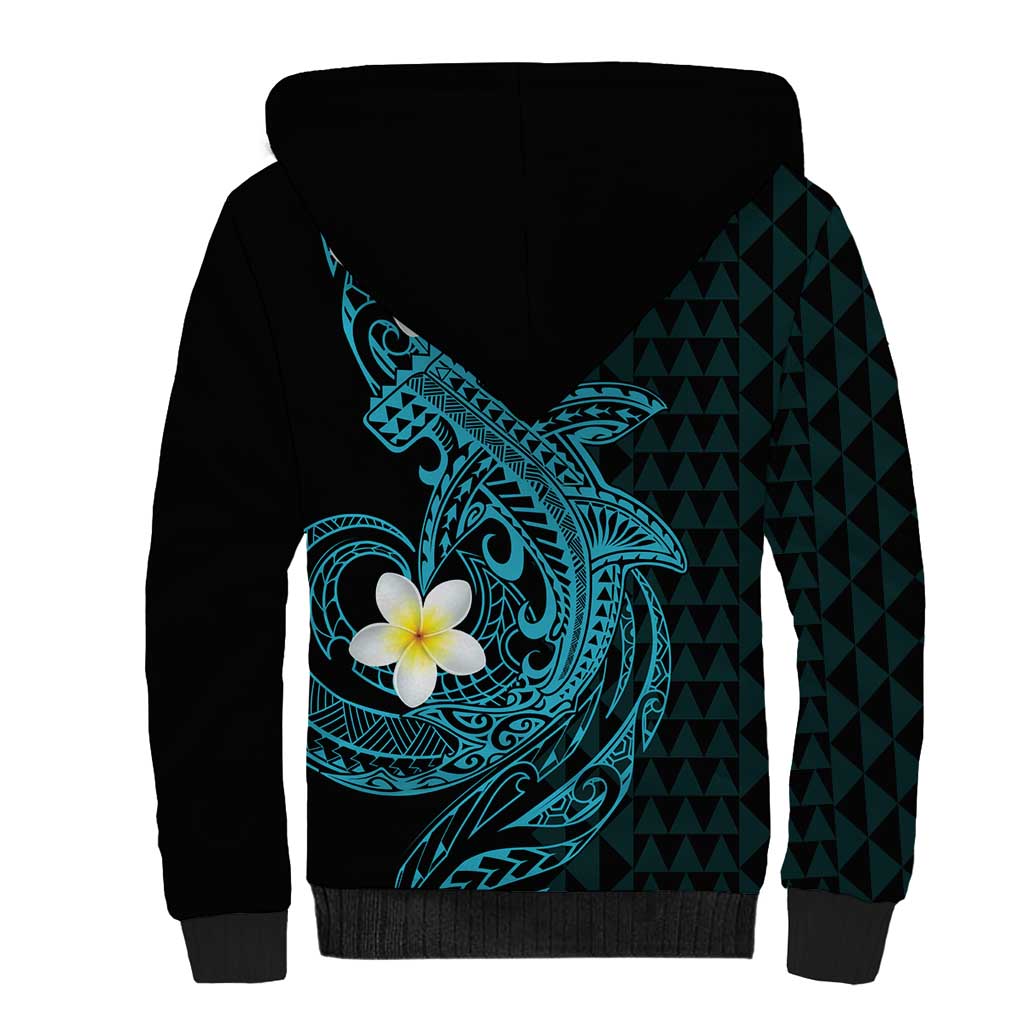 Aloha Hammerhead Shark Sherpa Hoodie Calypso Hawaiian Kakau Tribal Tattoo LT9 - Polynesian Pride