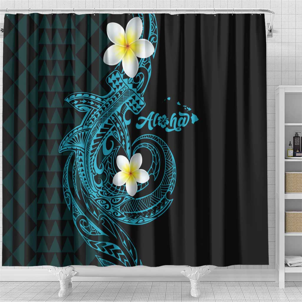 Aloha Hammerhead Shark Shower Curtain Calypso Hawaiian Kakau Tribal Tattoo
