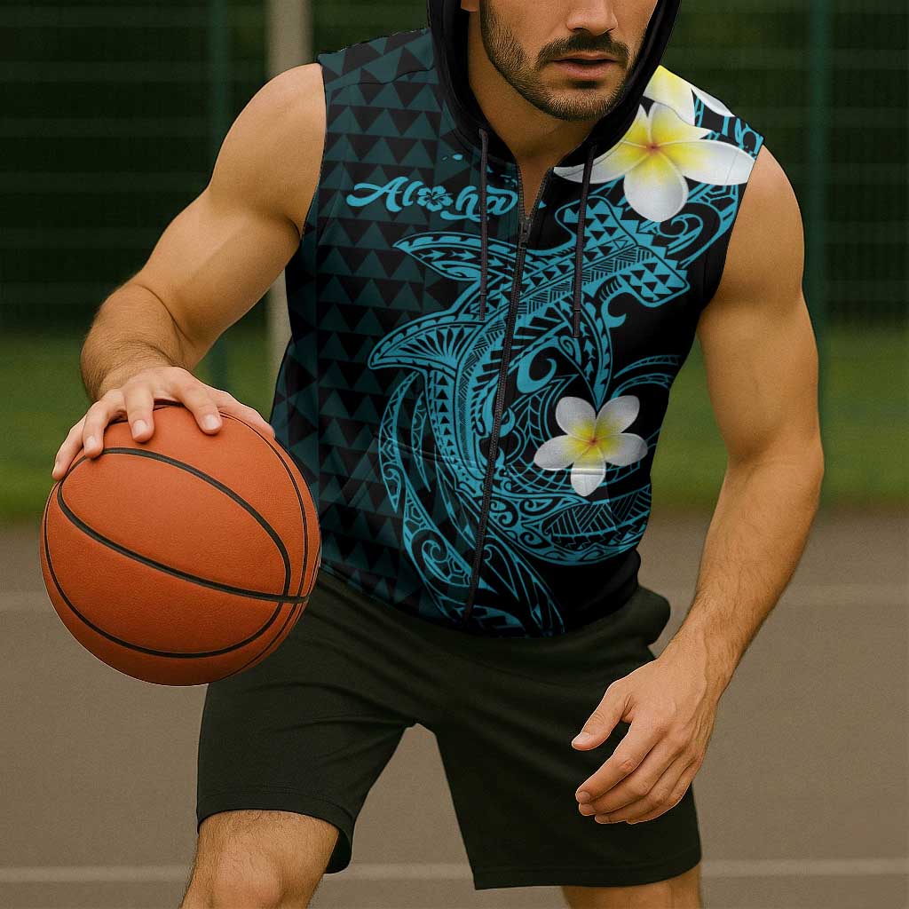 Aloha Hammerhead Shark Sleeveless Zip Hoodie Calypso Hawaiian Kakau Tribal Tattoo LT9 - Polynesian Pride