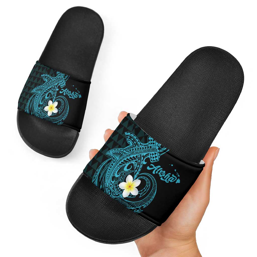 Aloha Hammerhead Shark Slide Sandals Calypso Hawaiian Kakau Tribal Tattoo - Polynesian Pride