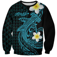 Aloha Hammerhead Shark Sweatshirt Calypso Hawaiian Kakau Tribal Tattoo LT9 Unisex Blue - Polynesian Pride