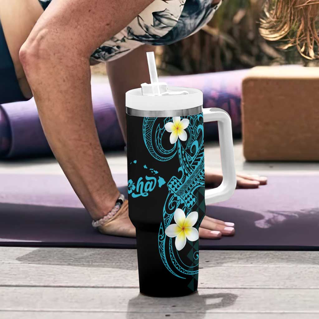 Aloha Hammerhead Shark Tumbler With Handle Calypso Hawaiian Kakau Tribal Tattoo
