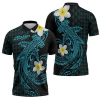 Aloha Hammerhead Shark Zipper Polo Shirt Calypso Hawaiian Kakau Tribal Tattoo - Polynesian Pride
